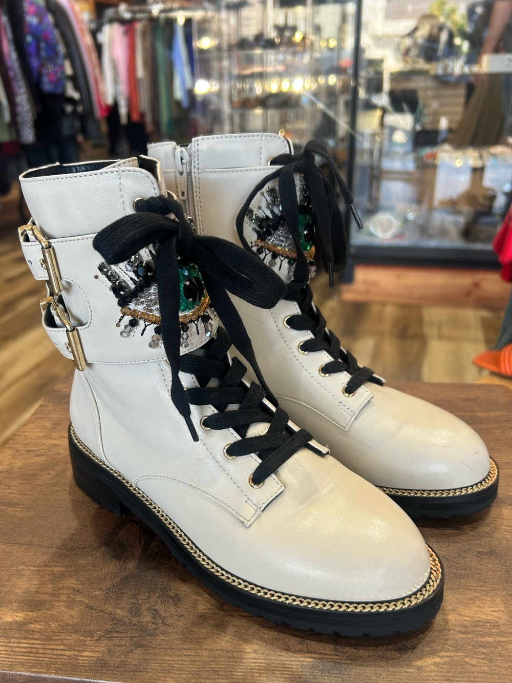 Kurt Geiger London Sutton Eye White Leather Boots